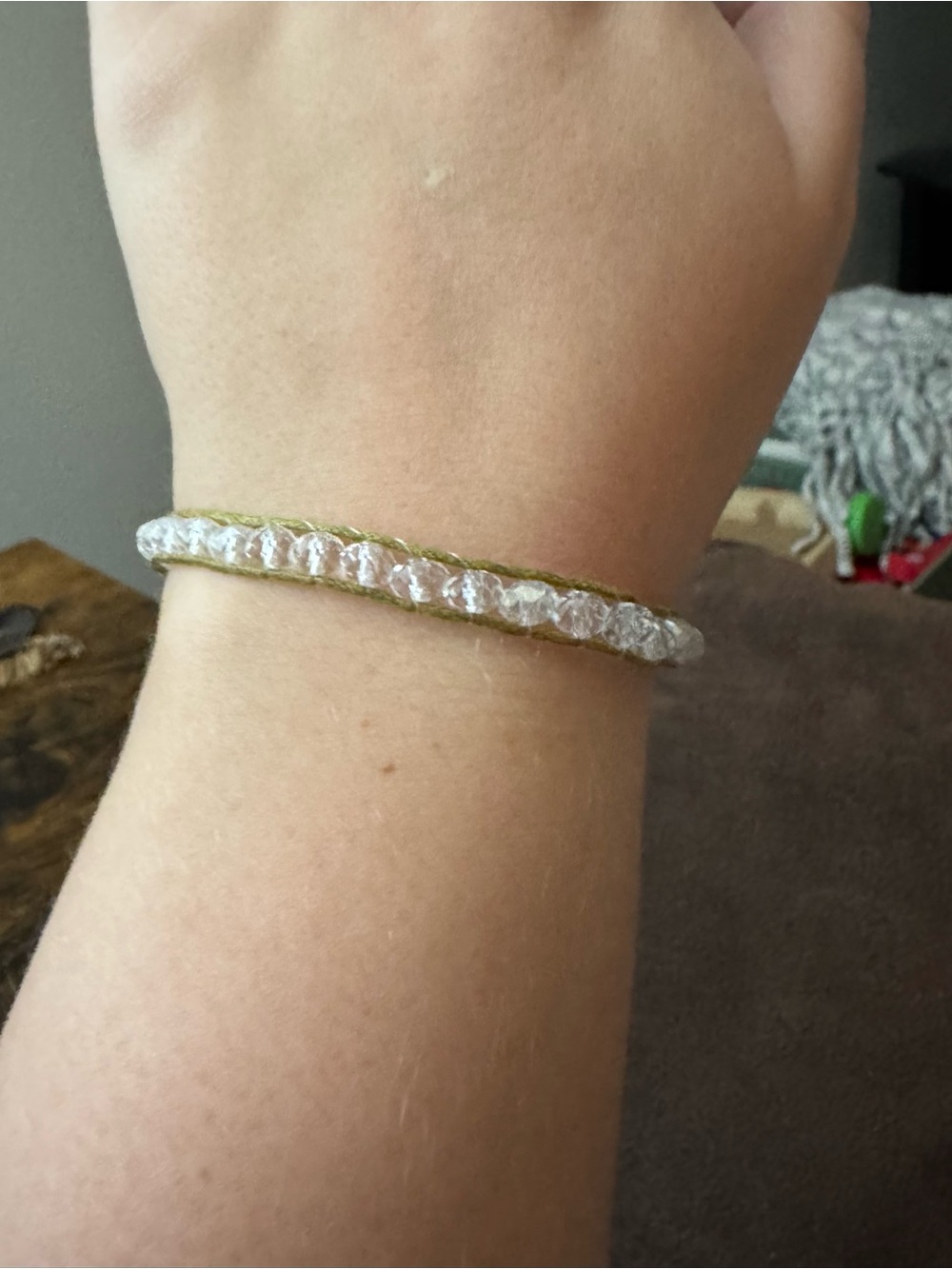 Crystal Bead Wrap Bracelet - Clear Crystal and Gold